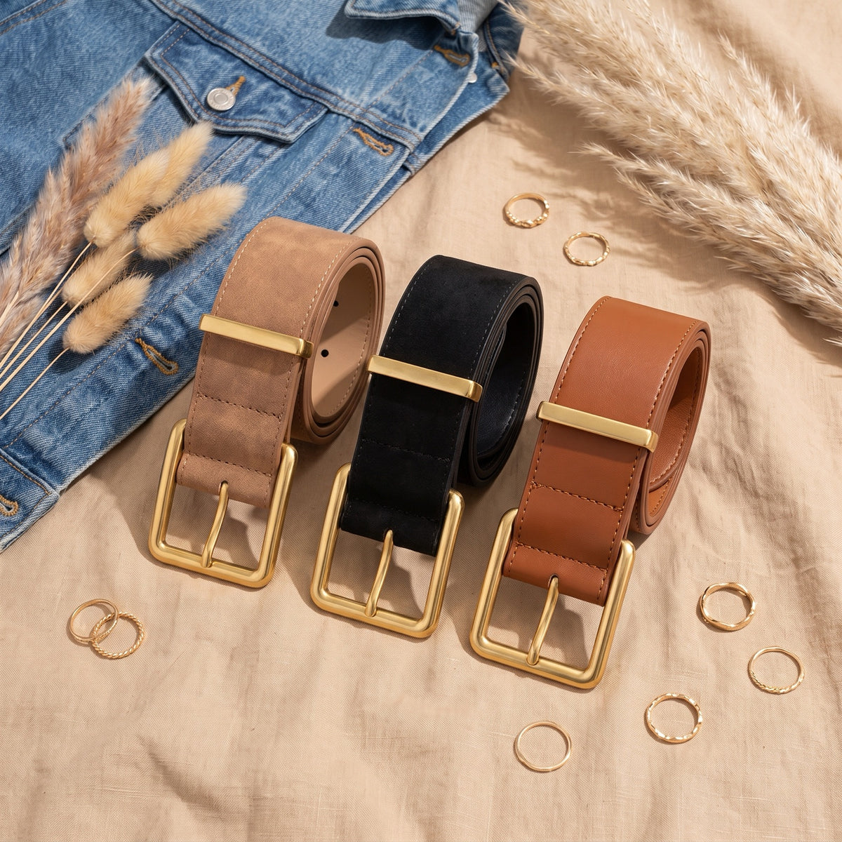 Sienna belt in camel, black and cognac