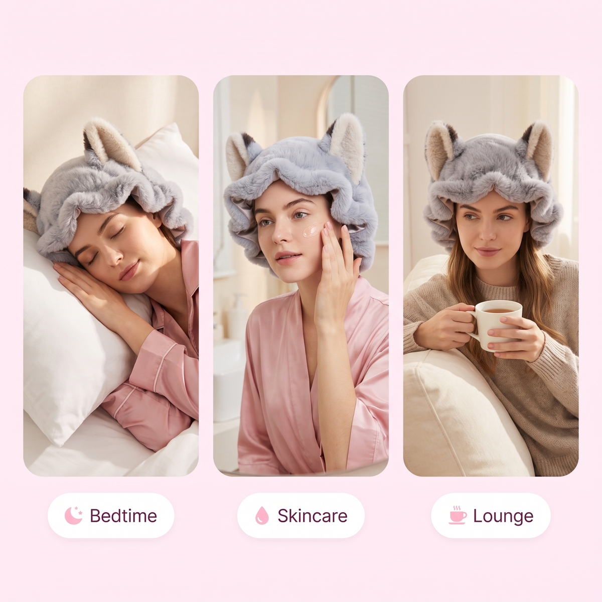 Foxy bonnet for bedtime, skincare and lounge